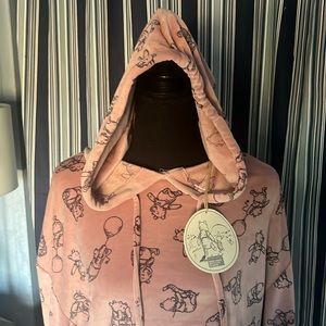 Brand new with tags Disney Winnie the Pooh pink velour cropped hoodie size lg.